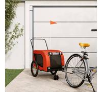Teenpull Orange and Black Oxford Fabric Iron Dog Bicycle Trailer with Durable Metal Frame Folding Ideal for Travel, Hiking, Veterinarian Visit, Safe Pet Transport