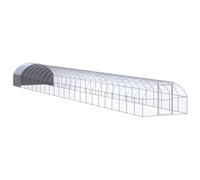 Teenpull Outdoor Chicken Coop 3 x 24 x 2 m Galvanised Steel Weatherproof with Polyethylene Roof as a Small Animal Hutch Run for Rabbits Guinea Pigs in the Garden Indoor Outdoor
