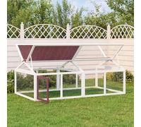 Teenpull Outdoor Enclosure Made of Solid Pine Wood Mocha 200 x 112.5 x 74 cm with Wire Mesh, Spacious Small Animal Hutch for Rabbits and Guinea Pigs, Weatherproof for Garden and Indoor Use
