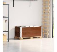 Teenpull Pack of 2 Pallet Top Frames, Brown, 100 x 50 cm, Solid Pine Wood, Stackable, Foldable with Galvanised Hinges for Warehouse, Transport, Logistics and Load Securing in Industrial Shipping