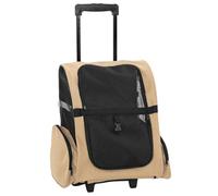 Teenpull Pet Trolley 3-in-1 Sand Colour, 48 x 32 x (57-106) cm, Oxford Fabric, Foldable with Metal Frame, Waterproof and Robust, Ideal for Travel, Dog Buggy, Cat Pram