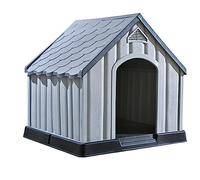 Teenpull Plastic Dog Kennel, Grey, 92 x 87 x 91 cm, Weatherproof with Raised Base and Ventilation, Protection for Outdoors, Spacious, Durable, Ideal as a Retreat and Sleeping Place in the Garden