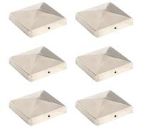 Teenpull Post Caps Pyramid Stainless Steel Pack of 6 101 x 101 mm Square Fence Accessories Garden Gate Gate Fitting Fence Fitting for Posts Protection and Installation in the Garden and Property