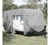 Teenpull Protective Cover for Caravan, Grey, 3-Layer Non-Woven Fabric, 670 x 250 x 220 cm with Elastic Hems and 4 Pairs of Buckle Straps, Weatherproof Tarpaulin for Rain, Snow, UV and Wind Protection