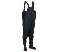 Teenpull PVC Coated Polyester Waders Waders with Boots in Black Size 40, Waterproof and Non-Slip for Fishing, Hunting, Outdoor and Fly Fishing by the Stream, River, Lake and Pond
