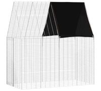 Teenpull Rabbit Cage Silver Galvanised Steel 200 x 100 x 210 cm Weatherproof Small Animal Hutch for Rabbits, Guinea Pigs and Rodents with Practical Outdoor Enclosure in the Garden and Outdoor