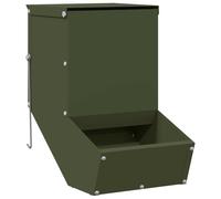 Teenpull Rabbit Feeder Olive Green Cold-Rolled Steel 17.5 x 26 x 28.5 cm Weatherproof and Waterproof with Practical Feeder for Indoor and Outdoor Use, Includes Wall Mounted Hooks