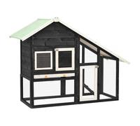 Teenpull Rabbit Hutch Grey and White Solid Fir Wood 140 x 63 x 120 cm with Weatherproof Roof and Extendable Drawer for Rodents, Rabbit Hutch, Guinea Pig Cage, Outdoor and Indoor Use