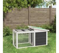 Teenpull Rabbit Hutch Grey Solid Pine 100.5 x 54 x 55 cm with Outdoor Enclosure and Sleeping Area, Weatherproof for Small Animal Hutch, Rabbit Hutch Guinea Pig Cage in the Garden and Indoor