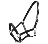 Teenpull Real Leather Stable Headcollar Black Adjustable with Soft Padding Made of Buffalo Leather, Full Size with Steel Fittings, Comfortable for Horses, Ponies, Foals and Equestrian Training