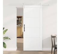 Teenpull Sliding Door White Solid Pine Wood 83 x 202 cm with Powder Coated Steel Rail, Space-Saving Design, Quiet Gliding, Indoor, Easy Assembly for Home and Renovation