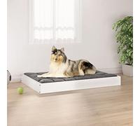 Teenpull Solid Wood Dog Bed, 91.5 x 64 x 9 cm, White, Robust Pine Wood for Dogs, Durable Indoor Pet Bed, Easy to Clean