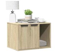 Teenpull Sonoma Oak Cat Litter Tray Made of Wood Material 60 x 40 x 40 cm with Two Entrances Versatile Cat Furniture as a Cat House or Storage Furniture for Living Room and Home Modern Compact
