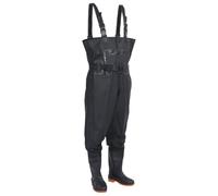 Teenpull Waders with Boots and Belt Black Size 39 PVC Coated Polyester Waterproof Non-Slip with Adjustable Straps for Fishing, Hunting, Outdoor and Fly Fishing on the Stream and Lake