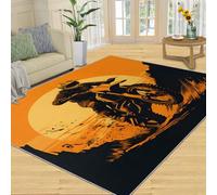 Teens Dirt Bike Area Rugs for Living Room, Motocross Rider Indoor Floor Mat for Kids Boys Men, Motorbike Extreme Sport Carpet Non Slip 90x120cm, Motorcycle Rug Burnt Orange Bedroom Rug