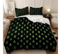 Teens Double Duvet Covers Set Sci Fi Mysterious Runes Children and Adults Microfiber Bedding Set 3 Pcs with Pillowcase Green Hypoallergenic Easy Care Duvet Cover 79x79 inch
