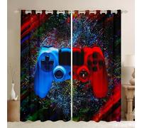 Teens Gamer Window Curtains for Bedroom Living Room Gaming Curtains Colorful Tie Dye Window Drapes for Boys Girls Kids Blue Red Video Game Gamepad Window Treatments W52*L63