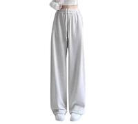 Teens Girls' Straight Leg Sweatpants High Waisted Baggy Joggers with Drawstring Track Pants for Kids Girls Oversized Wide Leg Sweat Pants Solid Back to School Trousers Cute (Grey, 13-14 Years)