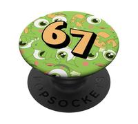 Teens Six Seven Meme Gen Alpha Slang 6 7 Fun Green Frog Eyes PopSockets Adhesive PopGrip