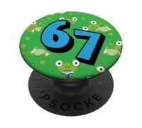 Teens Six Seven Meme Gen Alpha Slang 6 7 Fun Green Frog Eyes PopSockets Adhesive PopGrip