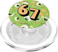 Teens Six Seven Meme Gen Alpha Slang 6 7 Fun Green Frog Eyes PopSockets PopGrip for MagSafe
