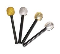 Teensery 4 Pcs Glittered Microphone Stage Mic Costume Prop Bling Fake Microphone Decorative Prop for Birthday Party Favors
