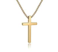 Teensmagic Minimalist Cross Necklace for Men Stainless Steel Black Silver Gold Plain Cross Pendant Necklace for Men, Classic Christian Religious Faith Jewelry Gift, Box Chain 20 Inch, 20 inch