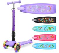 BOLDCUBE Teeny Fold Unicorn | Scooter for Boys and Girls Ages 3-8 Years | Foldable | Flashing Light Up Wheels | Height Adjustable 61 to 79 cm