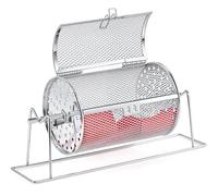 Teenyyou 1 Pcs Small Raffle Drum Upgraded Ticket Spinner Holds 600 Tickets Raffle Wheel Spinner with Stand Drum Cage for Games Events (7" X 4.7",Silver)