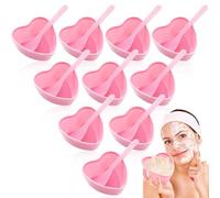 Teenyyou 15 Sets Plastic Heart Shaped Facial Mask Mixing Bowl with Spatula Esthetician Supplies Pink Facemask Bowl DIY Skin Care Mixing Tool Kit for Lady Women Home Beauty Salon Use