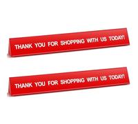 Teenyyou 2 Pcs Checkout Lane Divider Double Side Printed Thank You for Shopping with Us Today Sign Red Resin Tabletop Retail Counter Checkout Sign for Shops Stores, 16"l x 1.97"d Divider (Triangle)