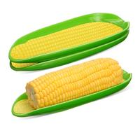 Teenyyou 2 Pcs Corn Dishes Melamine Corn on The Cob Holders Non-Slip Bottom Microwave Dishwasher Oven Safe