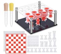 Teenyyou 21 Pcs Resin Chess Set Mold Include 1 Metal Holder 16 Chess Piece Molds for Epoxy Resin 1 Chessboard Die Silicone 1 Checkers Die 2 Pipette Droppers for Home Decor Family Party Board Games