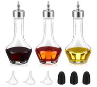 Teenyyou 3 Pcs Bitters Bottle Set 1.7 oz Glass Dash Bottle with Dasher Top for Cocktail Bartender Home Bar (Silver)