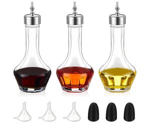 Teenyyou 3 Pcs Bitters Bottle Set 1.7 oz Glass Dash Bottle with Dasher Top for Cocktail Bartender Home Bar (Silver)