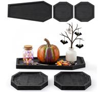 Teenyyou 3 Pcs Halloween Gothic Coffin Pallet for Bathroom Decoration Wood Pallet Vanity Tray Black Halloween Goth Bathroom Spooky Pallets Home Decoration Oddities and Curiosities