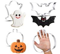 Teenyyou 3 Pcs Large Halloween Cookie Cutters Set 7 Inch Extra Large Pumpkin Bat Ghost Shapes Stainless Steel Metal Giant Cookie Cutters Molds for Halloween Day Baking Party Kitchen Accessories