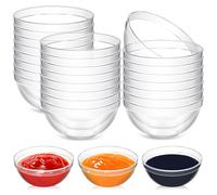 Teenyyou 30 Pcs 3" 2.6 oz Small Clear Plastic Bowls Mini Meal Prep Bowl Round Stackable Ingredient Containers for Dipping Sauce, Spice, Nuts, Snack, Ice Cream, Candy Dishes, Dessert