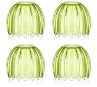 Teenyyou 4 Pcs Glass Tulip Lamp Shades Flower Art Sconce Shade 1.65" Top x 4.45" Dia. x 4.33" H Lily Lampshades Replacement for Floor Table Chandelier Decor Sconce Vanity Pendant Light Covers (Green)