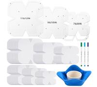 Teenyyou 42 Pcs Bowl Cozy Template Set 3 Pcs 7-12 Inch Acrylic Bowl Wrap Sewing Pattern Templates 36 Cozy Pre Cut Batting with 3 Water Soluble Pen for Sewing DIY, Microwave Safe