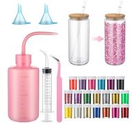Teenyyou 5 Pcs Snow Globe Tumbler Supplies with 20 Bottles of Chunky Glitters for Glitter Snow Globe DIY Contains Plastic Squeeze Bottle Small Funnel Tweezers Bent Syringe for Cup Making Supplies