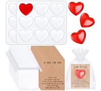 Teenyyou 50 Pocket Hug Sets with 2 Heart Shape Silicone Mold 50 Hug Cards and 50 Organza Bags DIY Heart Craft Keepsake Exchange Card Relationship Gift for Colleagues Family Distance Social Present