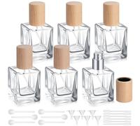 Teenyyou 6 Pack 30/50 ml Empty Glass Perfume Bottles Bulk Refillable Atomizer Cologne Bottles DIY Perfume Making Supplies Vintage Fragrance Packaging Glass (30 ml,Light Beech)