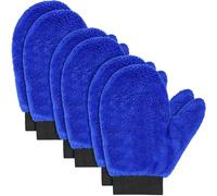 Teenyyou 6 Pcs Microfiber Dusting Mitt with Thumb Washable Reusable Household Cleaning Mitt Car Wash Gloves Terry Weave Dusting Gloves for Plant Car Wheel House Blinds Kitchen Pool Dust (Royal Blue)