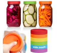 Teenyyou 6 Pcs Silicone Fermenting Lids for Wide Mouth Mason Jar, Airlock Waterless Fermenter Caps, 86 mm Silicone Cover with Vent for Pickles, Kimchi, Fermented Probiotic Food (Jars Not Included)