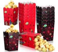 Teenyyou 60 Pcs Mini Spider Popcorn Box Spider Birthday Party Popcorn Box Hero Snack Treat Cookie Candy Box Paper Food Tray Popcorn Container Holder for Hero Theme Birthday Party Favor Supplies