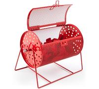 Teenyyou 7.09" X 4.72" Small Raffle Drum Upgraded Ticket Spinner Holds 600 Tickets Raffle Wheel Spinner with Stand Drum Cage for Games Events (Red)