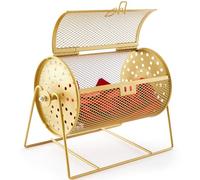 Teenyyou 7.09" X 4.72" Small Raffle Drum Upgraded Ticket Spinner Holds 600 Tickets Raffle Wheel Spinner with Stand Drum Cage for Games Events(Gold)