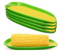 Teenyyou Corn Dishes Melamine Corn on The Cob Holders Non-Slip Bottom Dishwasher Safe(4 Pcs)