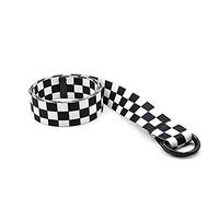 Teeoff Web Belt with Double D-Ring Buckles 1.38" Wide Metal Tip Canvas Web Belt for Jeans Shorts Trousers 16 Colors 2 Sizes (Black White Plaid, 47.2")